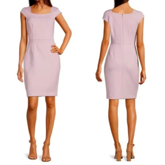 Nordstrom Dresses & Skirts - NORDSTROM Cap Sleeve MIDI Empire Waist Sheath Square Neck PINK PEONY SZ 12 NEW!